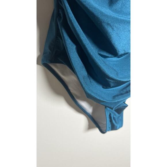 Felnart One Piece Size Large Turquoise Tummy Control Halter neck Swimsuit NEW - Picture 5 of 11